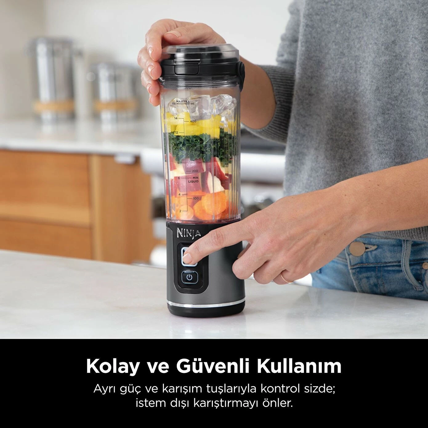 Mikser portativ Ninja BC151EUBK Blast, pa kabllo, i zi