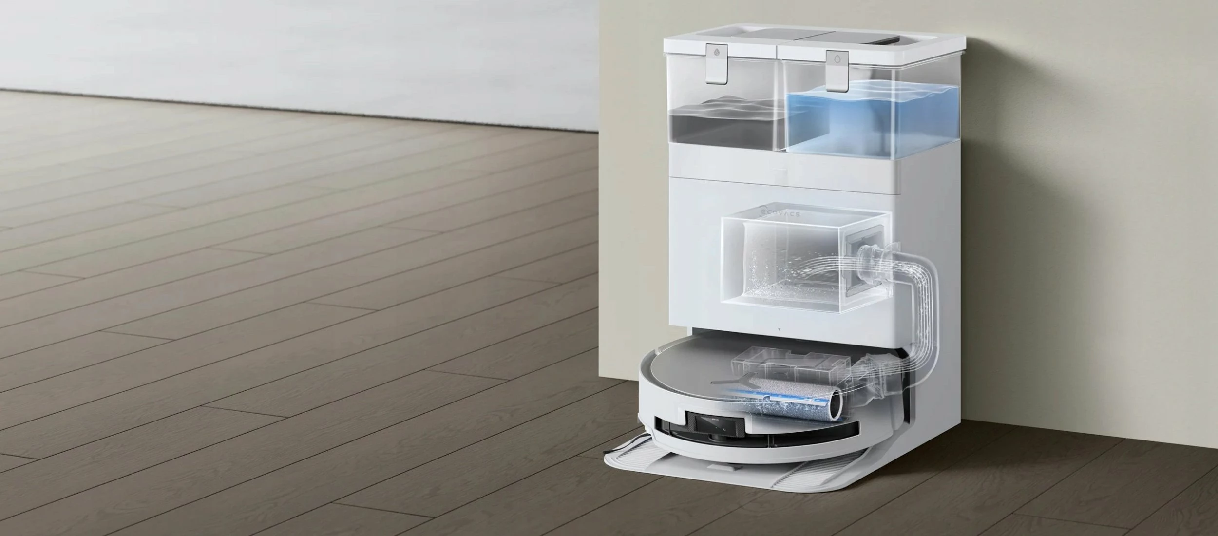 Fshesë robotike Ecovacs Deebot X8 Omni, 18000 Pa, OZMO Roller, stacion OMNI, e bardhë