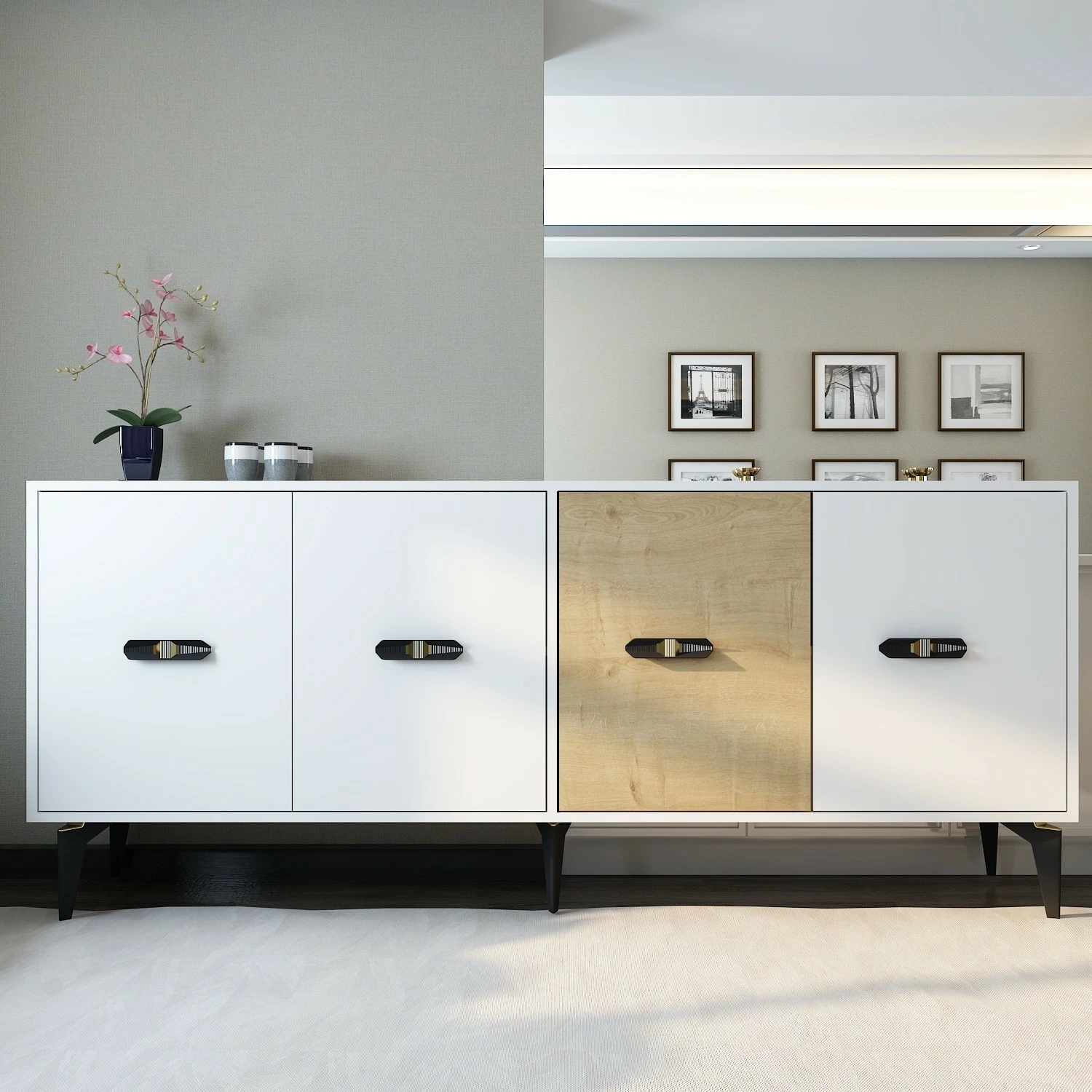 Konsol Skye Decor, qershi e bardhë, lisi sapphire