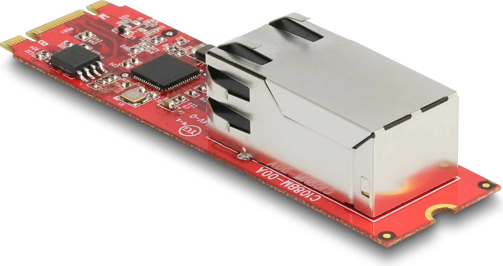 Adapter rrjeti DeLOCK M.2 Key B+M në RJ45, 2.5 Gigabit LAN, Intel I225-V, horizontal, i kuq