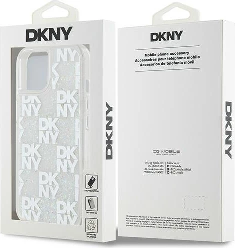 Mbështjellës DKNY Liquid Glitter Multilogo për iPhone 15/14/13, Bardhë