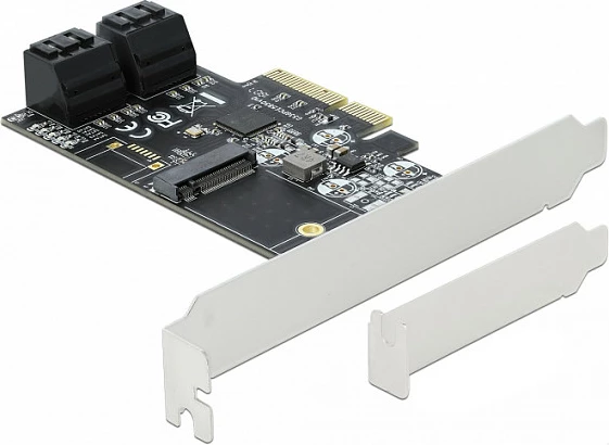 Kartelë zgjerimi PCIe DeLOCK 90396, 4x SATA + M.2, 6 Gbit/s, e zezë/jeshile/gri
