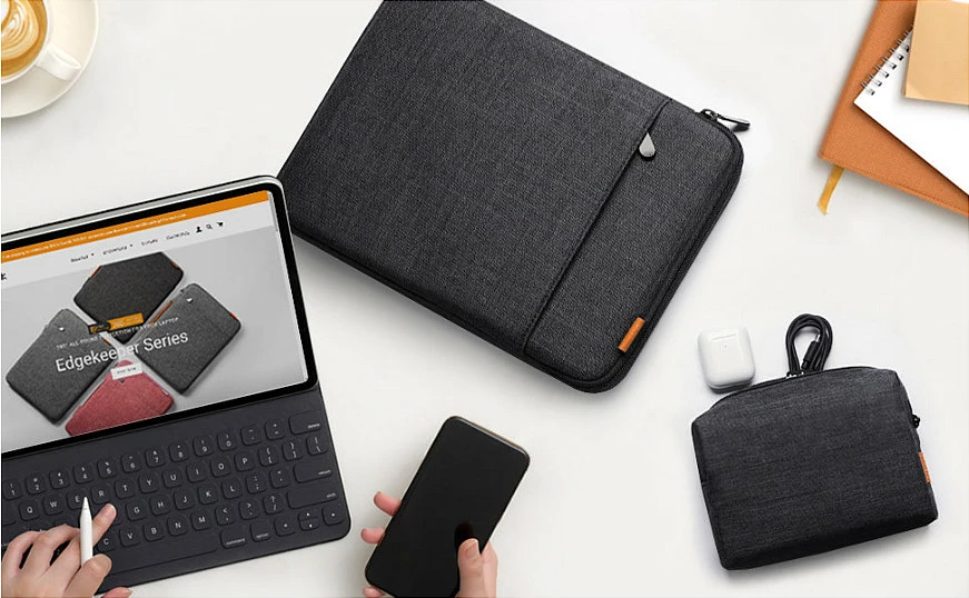 Mbrojtëse (sleeve) për laptop inateck LB01006/S1, 16", me zinxhir, zi/gri