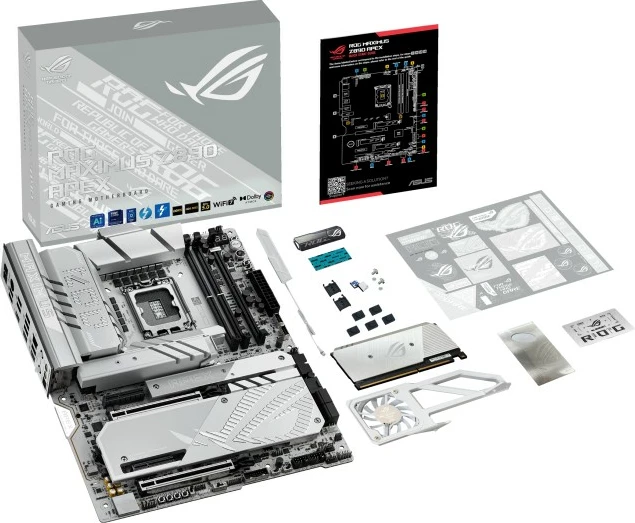 Pllakë amë, Asus ROG Maximus Z890 Apex, LGA1851, Intel Z890, ATX, 2x DDR5, PCIe 5.0 x16, Thunderbolt 4, Wi‑Fi 7, argjendtë gri