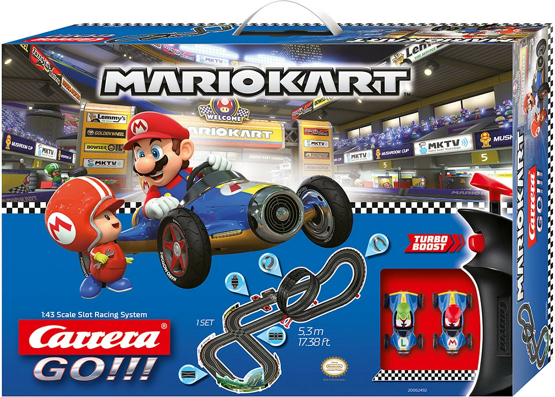 Set pistë garash Carrera GO!!! Nintendo Mario Kart Mach 8 20062492, 1:43, 5.3 m, 2 makina, zi/kuq