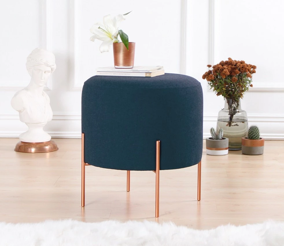 Puf Atelier del Sofa, ngjyrë kaltër e errët, 50 - këmbë bakri