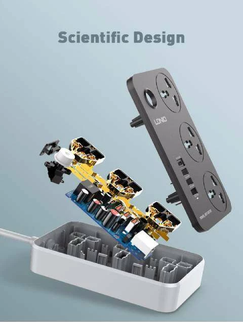 Prizë e rrymës Ldnio 3 AC Outlets Universal Power Strip