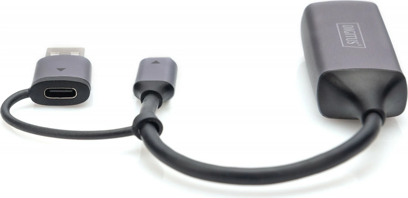 Adapter rrjeti LAN Digitus DN-3028, USB-C + USB-A, 2.5 Gbps, Gri