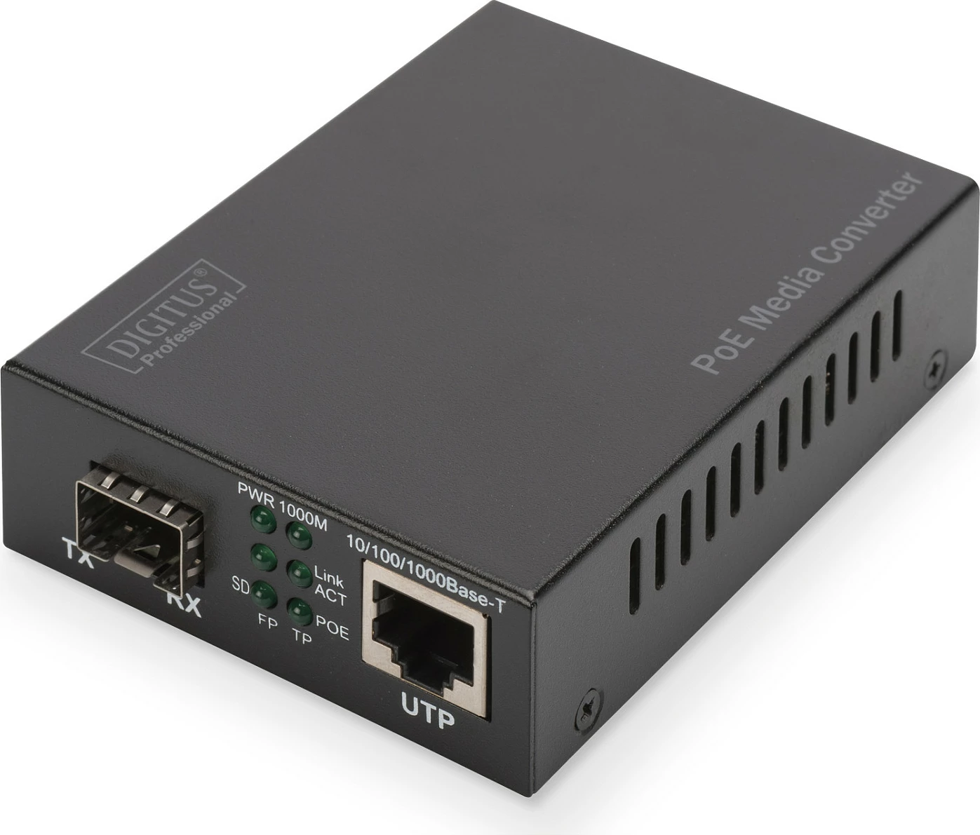 Media konvertues Digitus Gigabit PoE, RJ45/SFP, 10/100/1000 Mbps, i zi