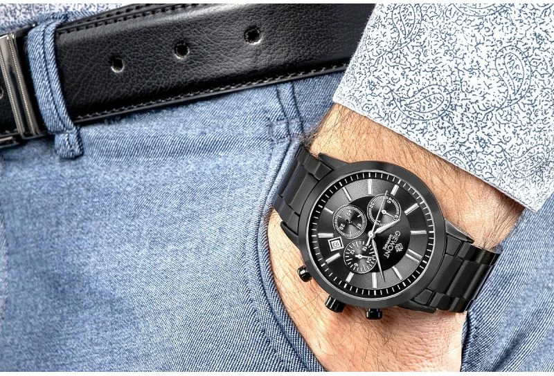 Orë dore meshkuj Giewont GW8510-B2, e zezë