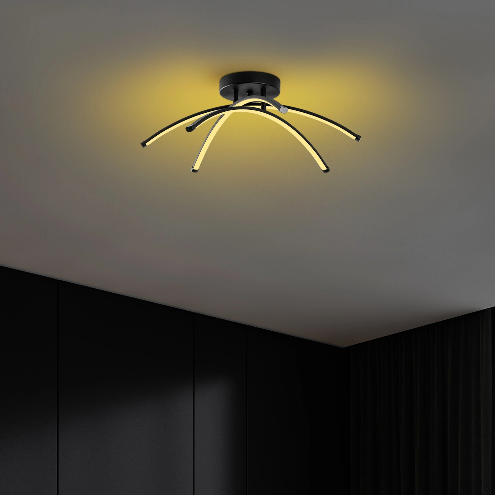Llambë tavani Opviq Ledbanana, e zezë, 57x20x57cm