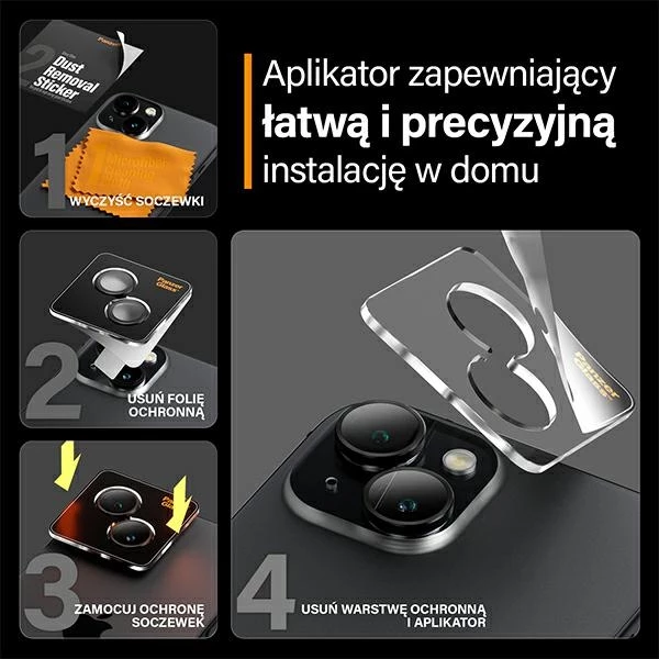 Mbrojtës kamerë PanzerGlass Hoops për iPhone 15/15 Plus, kornizë e zezë