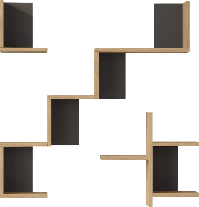 Raft muri Verso, ngjyrë lisi me antracit, 99.4x14.5x103cm