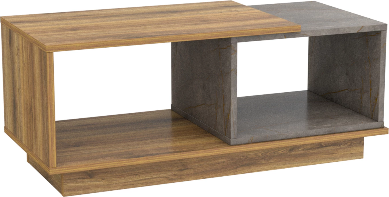 Tavolinë kafeje TELES FH18181.06 melaminë, ngjyrë druri natyral dhe mermer gri, 100x45x42H cm
