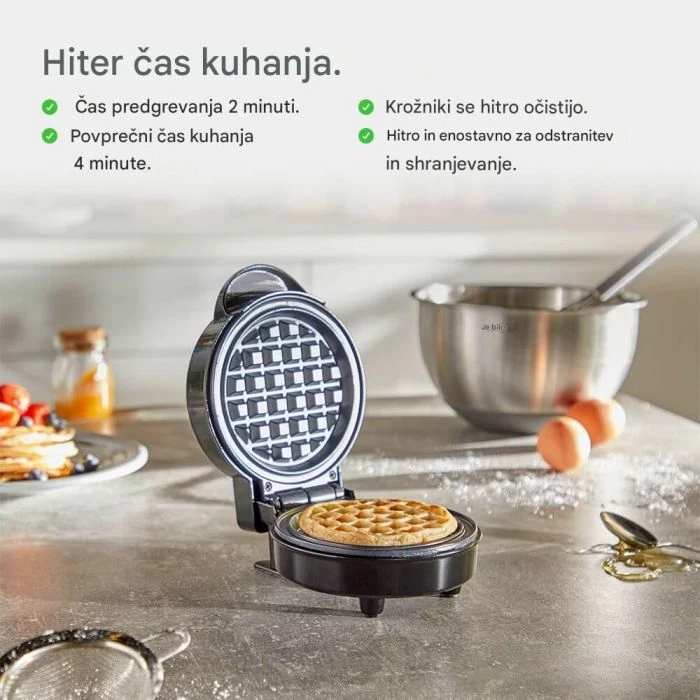 Aparat mini për waffle VonShef 2000221 600W, zi/argjendtë