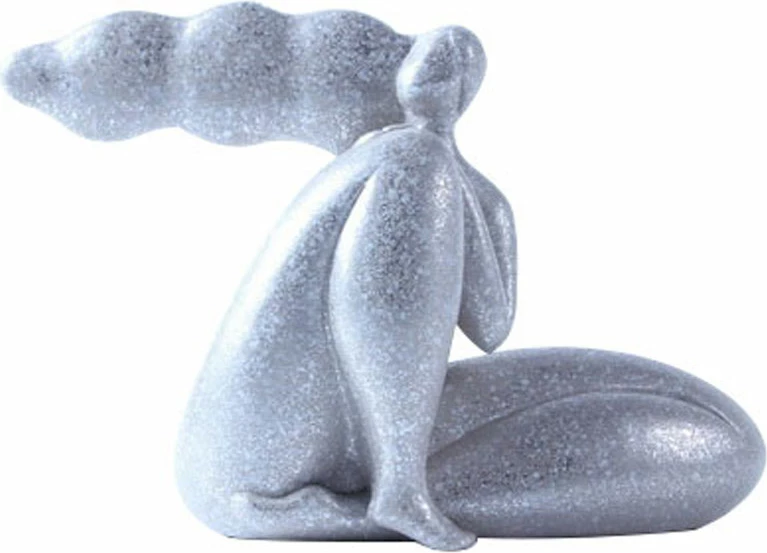 Figurë dekorative abstrakte, ngjyrë argjendi, 24x10x17cm