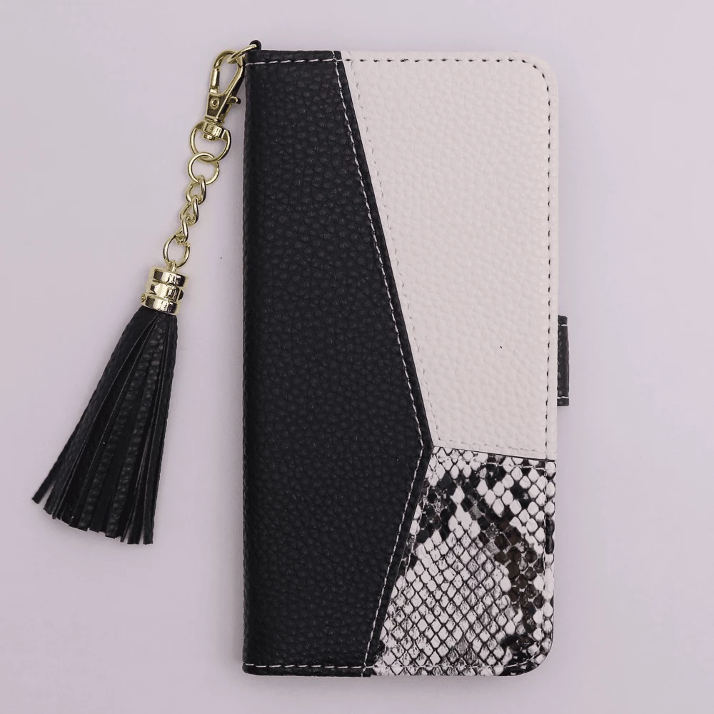 Mbështjellës flip cover ONASI Beauty për Samsung Galaxy A34, PU lëkurë, me zinxhir, 2 vende për karta, e zezë