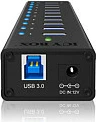 USB hub ICY BOX IB-AC6110, 10 porta, USB 3.2 Gen 1, alumini, e zezë