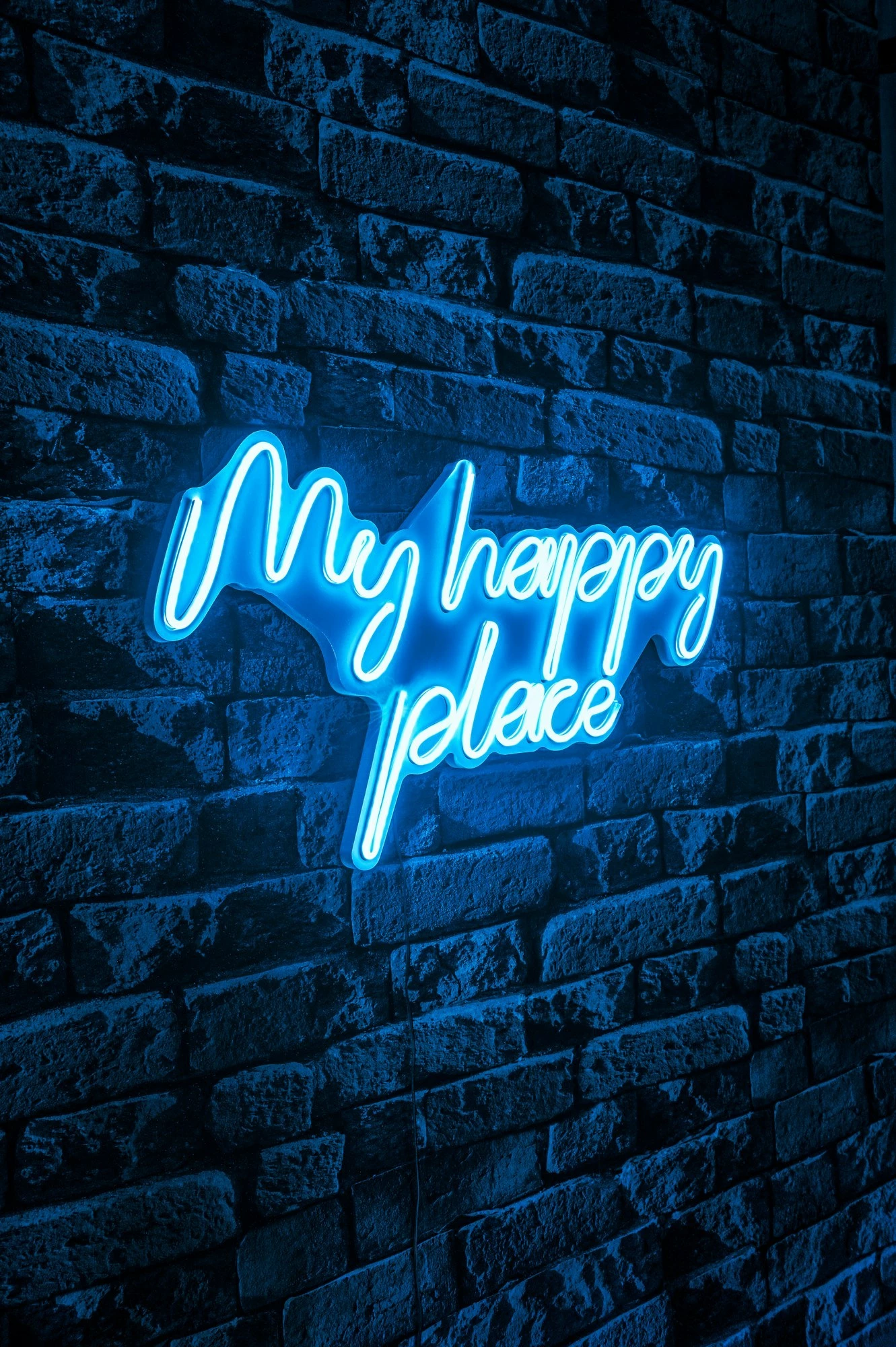Dekor dritash LED plastike, 'My happy place', ngjyrë e kaltër