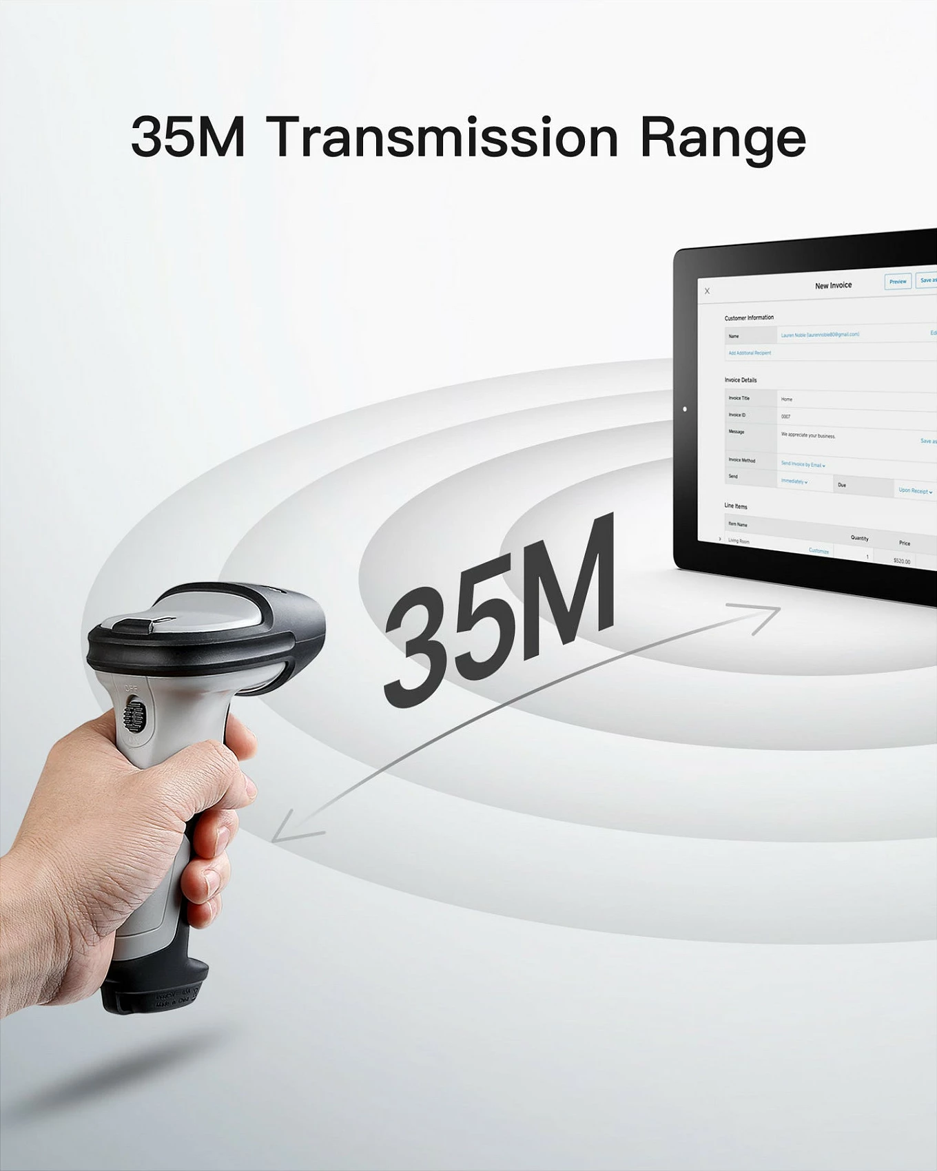Skaner barkodi Inateck BCST-70-AI, 1D Laser, Bluetooth/USB, 2600mAh, zi/gri 8