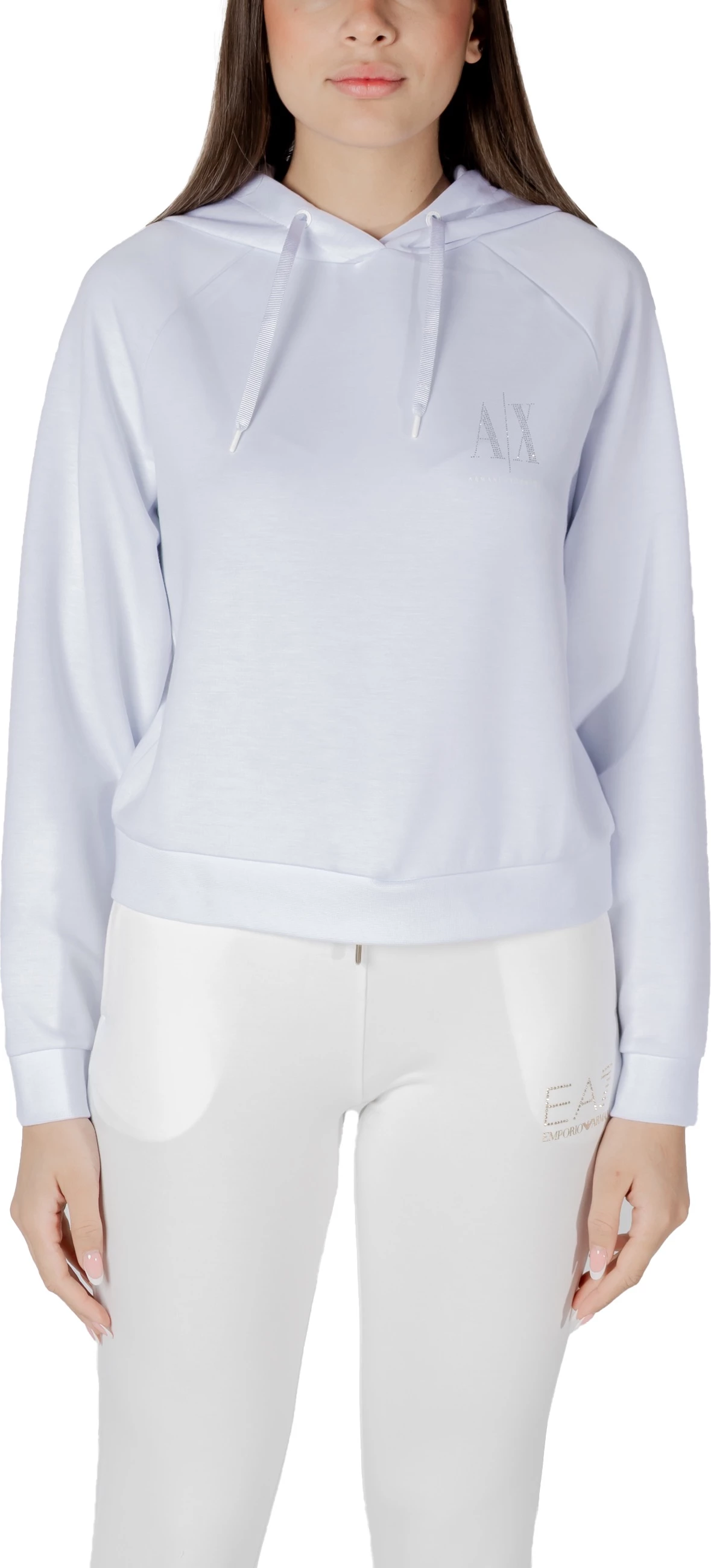 Duks me kapuç Armani Exchange XW000827 AF13397 për femra, i bardhë