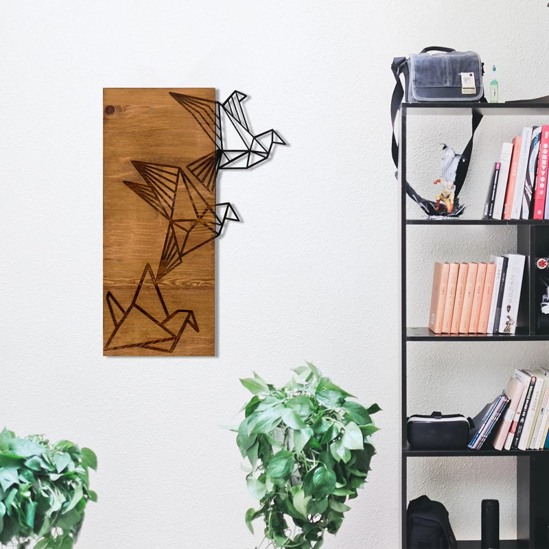 Dekor muri Perdon, dru pishe natyral, metal i zi, 36x3x60cm