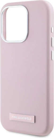 Mbështjellës Karl Lagerfeld FW Metal Plate MagSafe për iPhone 15 Pro, Rozë