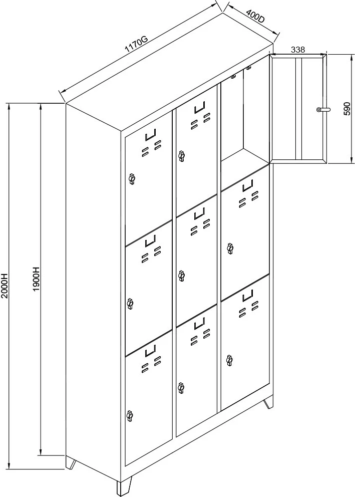 Dollap locker për depo, ngjyrë gri dhe kaltër, Skye Decor, Js1015Ma