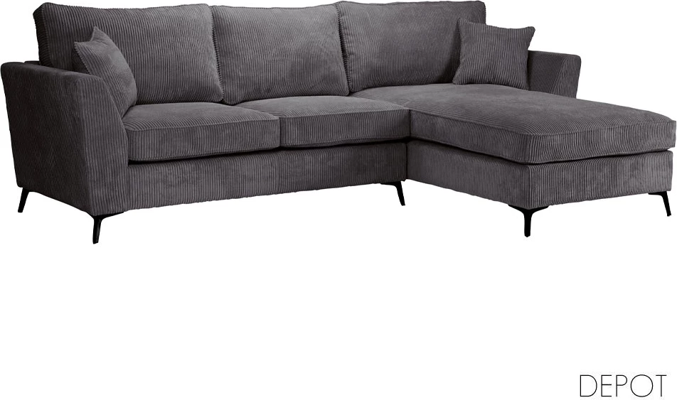 Këndare BOEL, e djathtë, kadife gri Lincoln 90, 280x170x92