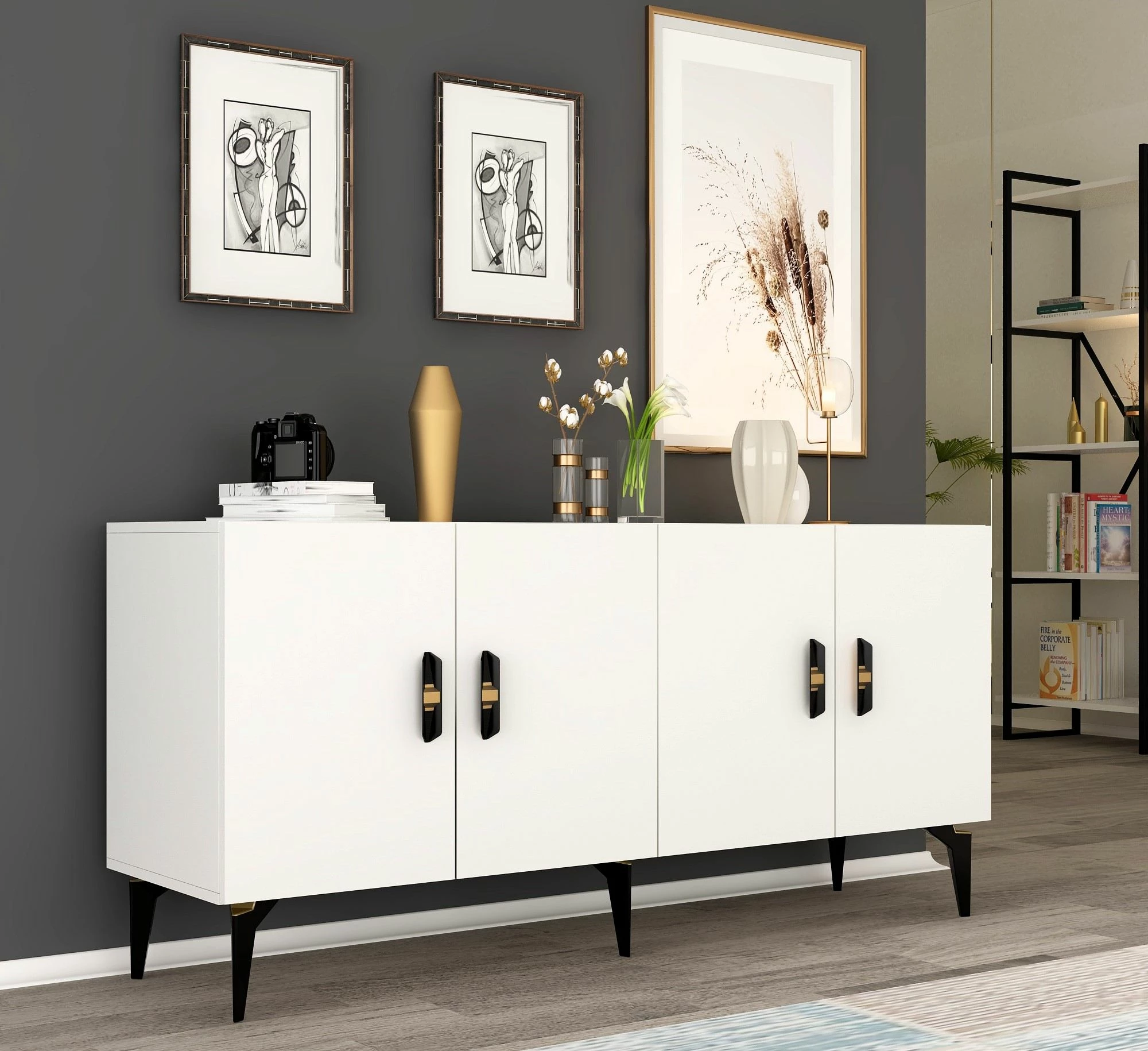 Konsol Skye Decor, ngjyrë e bardhë, Plus