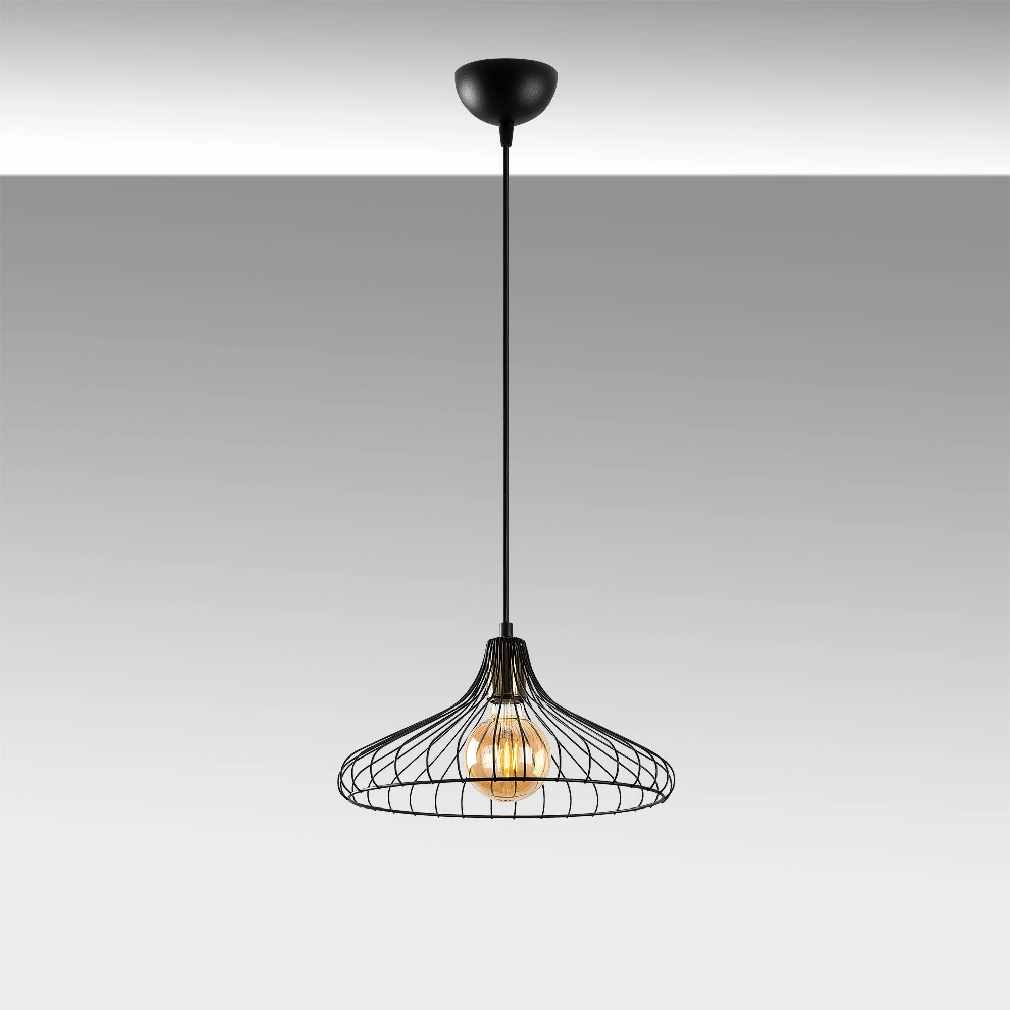 Llambë tavani industriale Opviq Depay, e zezë, antike, 36x36x30-120cm