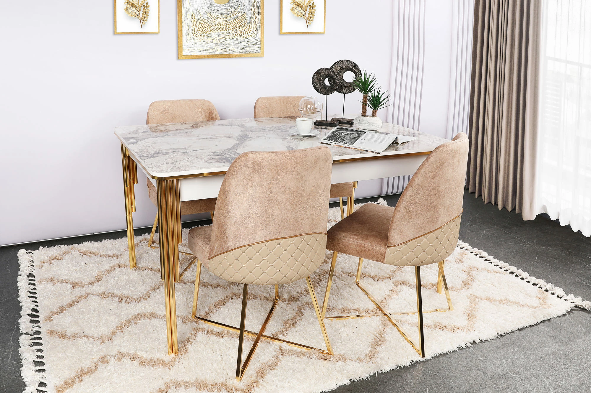 Set karrigesh (2 copë) Hanah Home, Madrid 913 V2, ngjyrë ari dhe kafe
