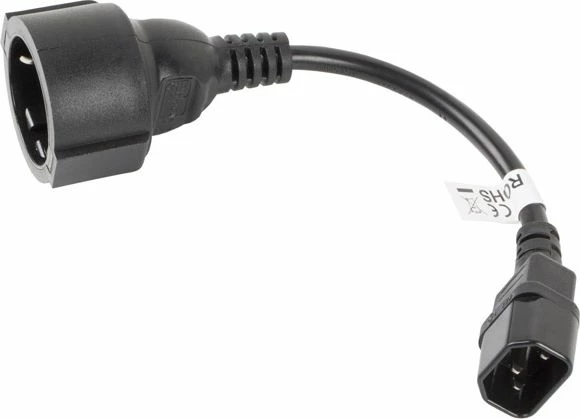 Kabllo rryme Lanberg CA-C14E-10CC-0018-BK, IEC 320 C14 në Schuko femër, 20 cm, e zezë