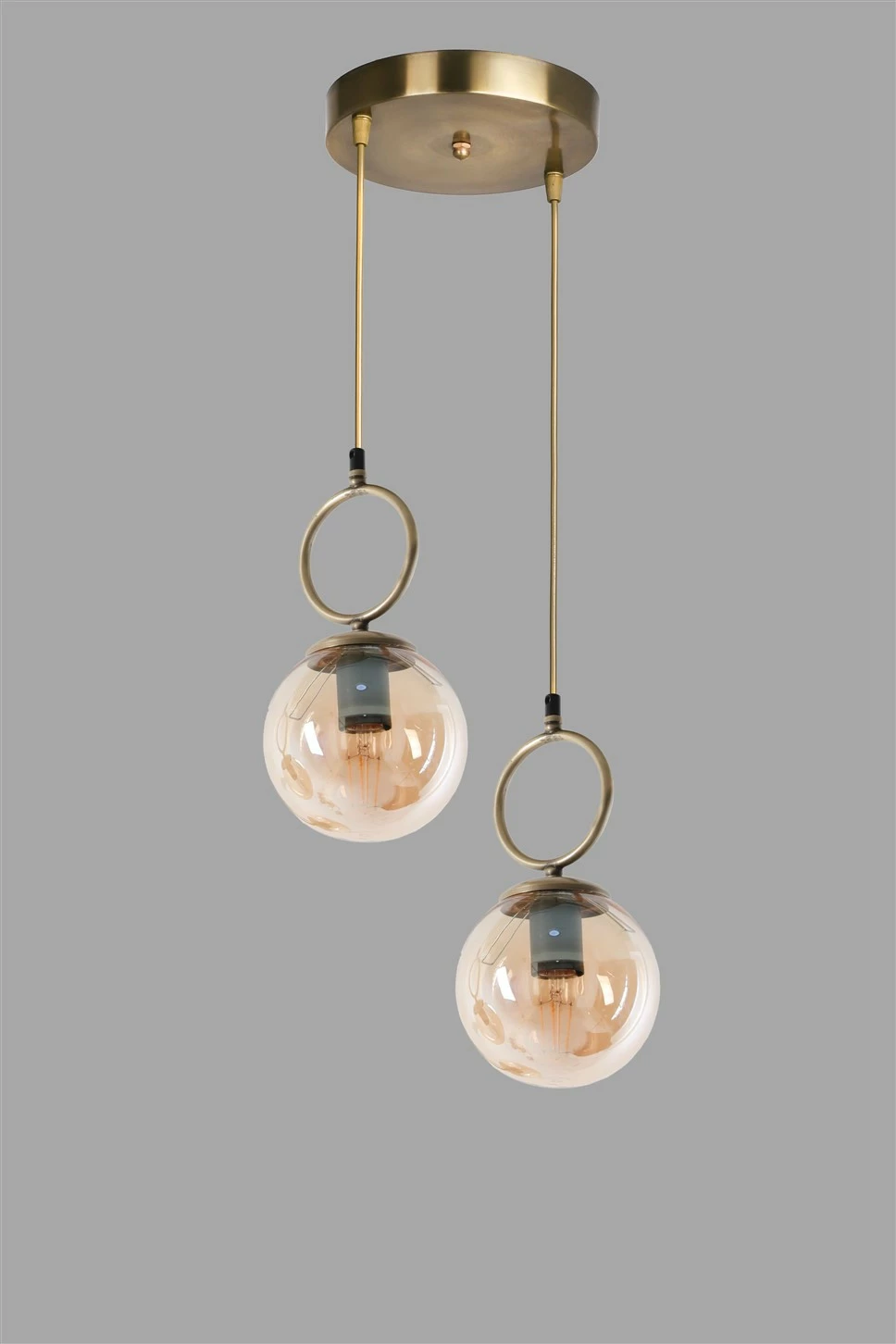 Llambë tavani Opviq Morino, bakri, 2 sfera xhami