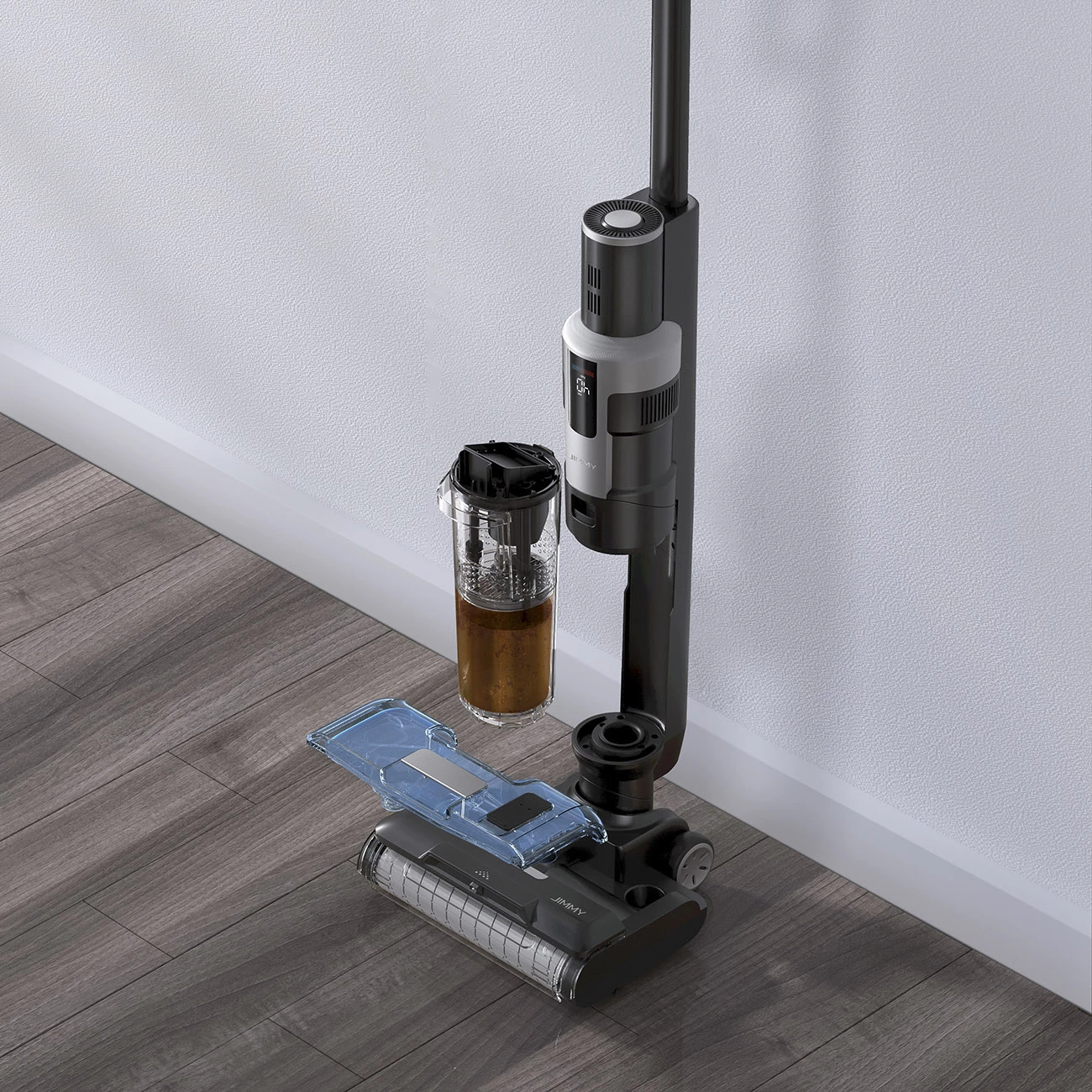 Fshesë me vakum dhe larëse JIMMY HW9, pa kabllo, 21000 mAh, 300 W, e zezë/argjend