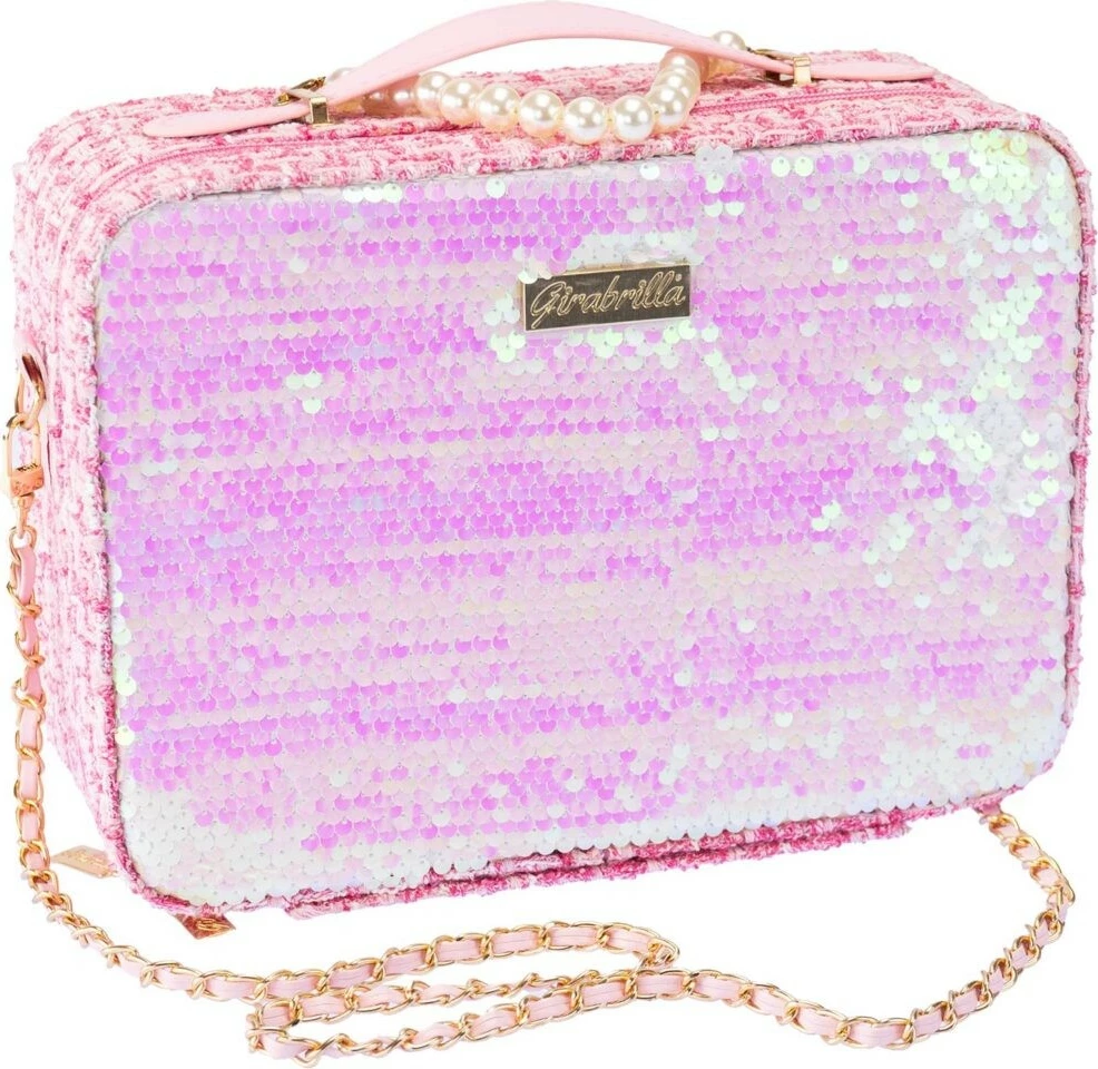 Valixhe grimi Nice 19112 për vajza, me sequins, e bardhë