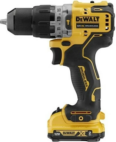 Bormashinë me bateri DeWALT DCD706D2-QW, 12V XR Brushless, 2x2Ah, çak pa çelës 10mm, e verdhë/zezë