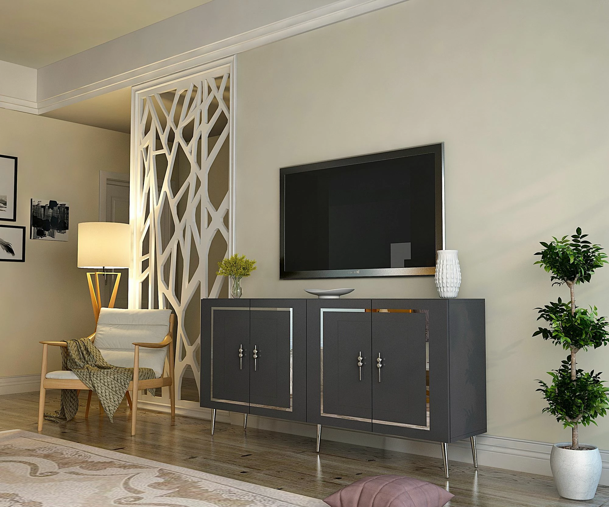 Konsol Skye Decor, Piero KB150, antracit, argjend