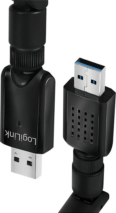 Adapter Wi‑Fi USB LogiLink 802.11ac, 1200 Mbps, USB 3.0, 2T2R, me antenë, i zi
