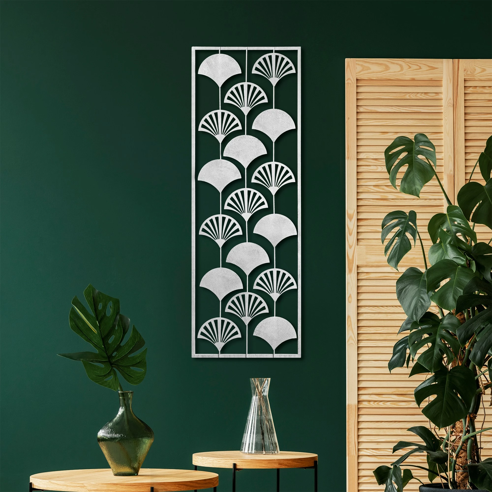 Aksesor dekorativ metalik për mur, Wallity, Fan 3, shumëngjyrësh, 32x90cm