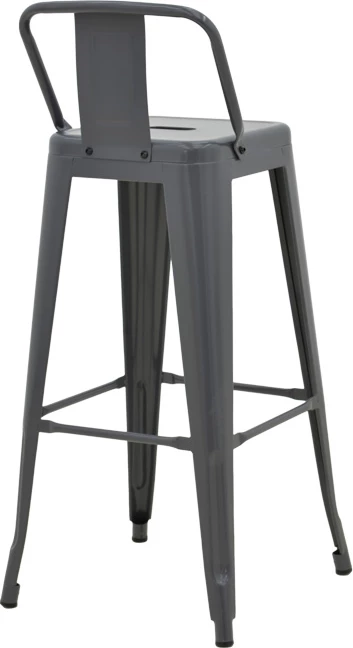 Karrige për bar me shpinore, metalike, ngjyrë antracit, Utopia, 42x42x86cm