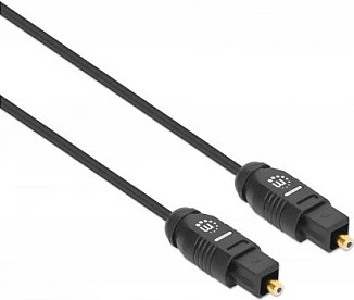Kabllo optike audio MANHATTAN Toslink S/PDIF, 1 m, kontakte të arta, e zezë
