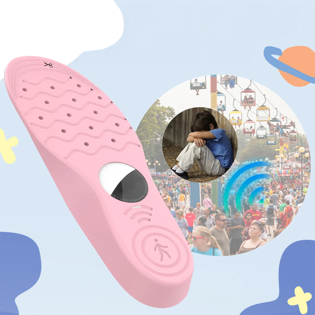 Shtroja këpucësh me mbështjellës për AirTag, Hurtel EA-59-02, 175–190 mm, për Apple AirTag, rozë