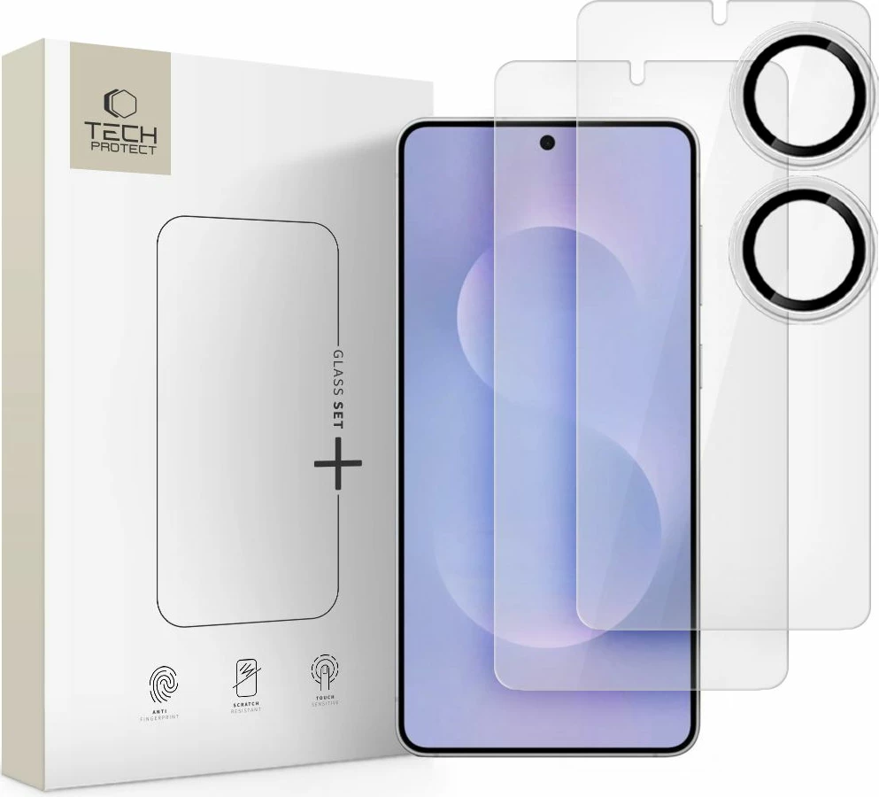 Set xhama të temperuar Tech-Protect Glass Set+ për Samsung Galaxy S25 Edge, Transparent, 3 copë
