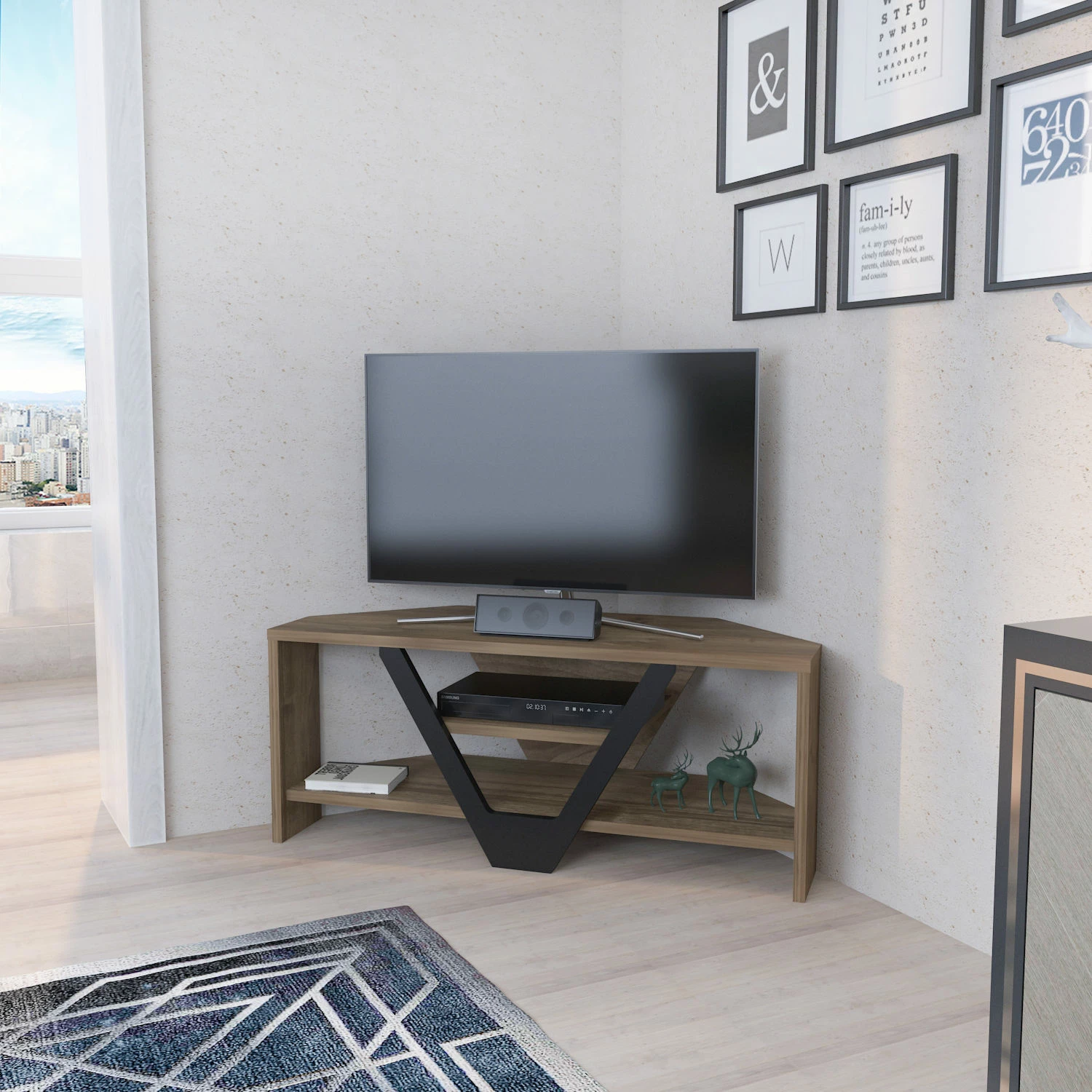 Komodë TV Hanah Home, Karin, ngjyrë arre, e zezë