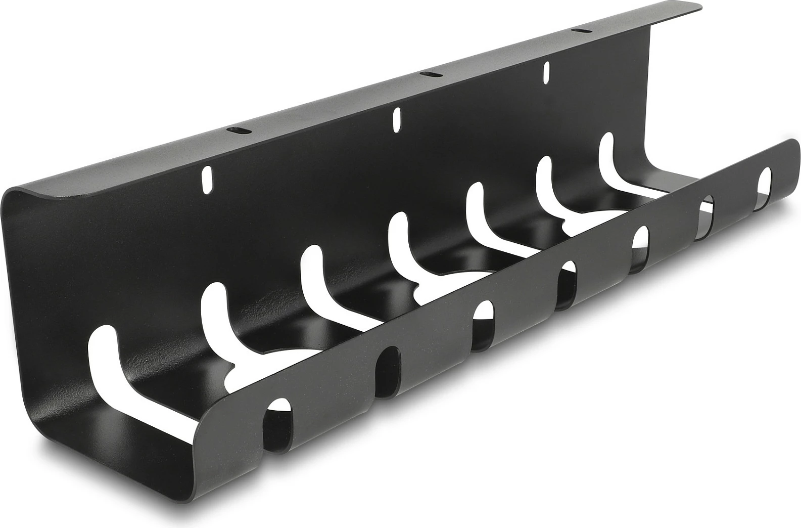 Mbajtës kabllosh DeLOCK për montim nën tavolinë, set 2 copë, metal, 430 mm, i zi