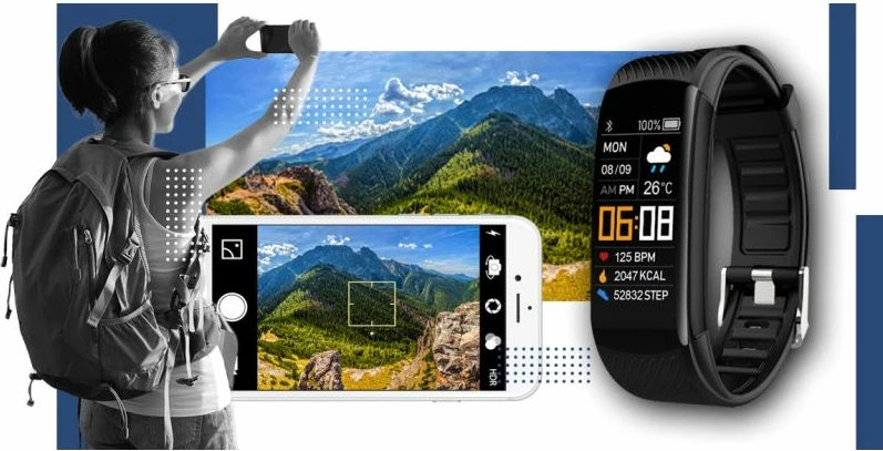 Smartwatch Giewont, zi e kaltër e errët