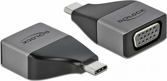 Adapter DeLOCK USB Type-C në VGA (DP Alt Mode), 1080p 60Hz, gri
