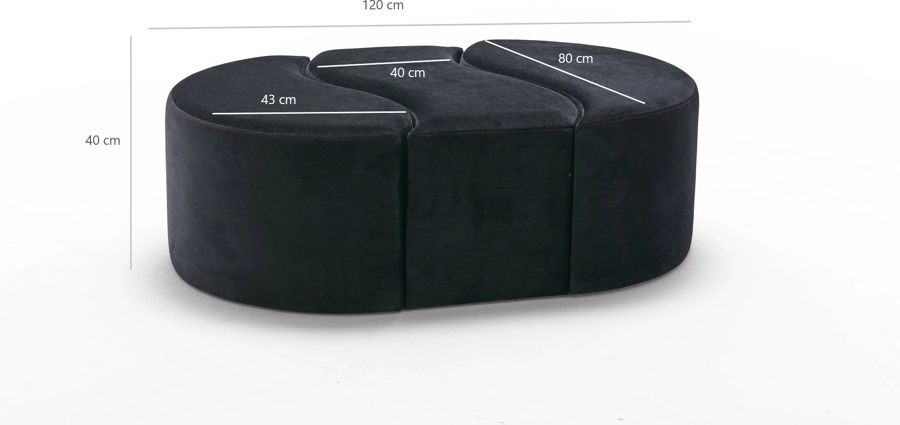 Pufë Alya, Atelier del Sofa, anthracite dhe rozë, set prej 2 copash