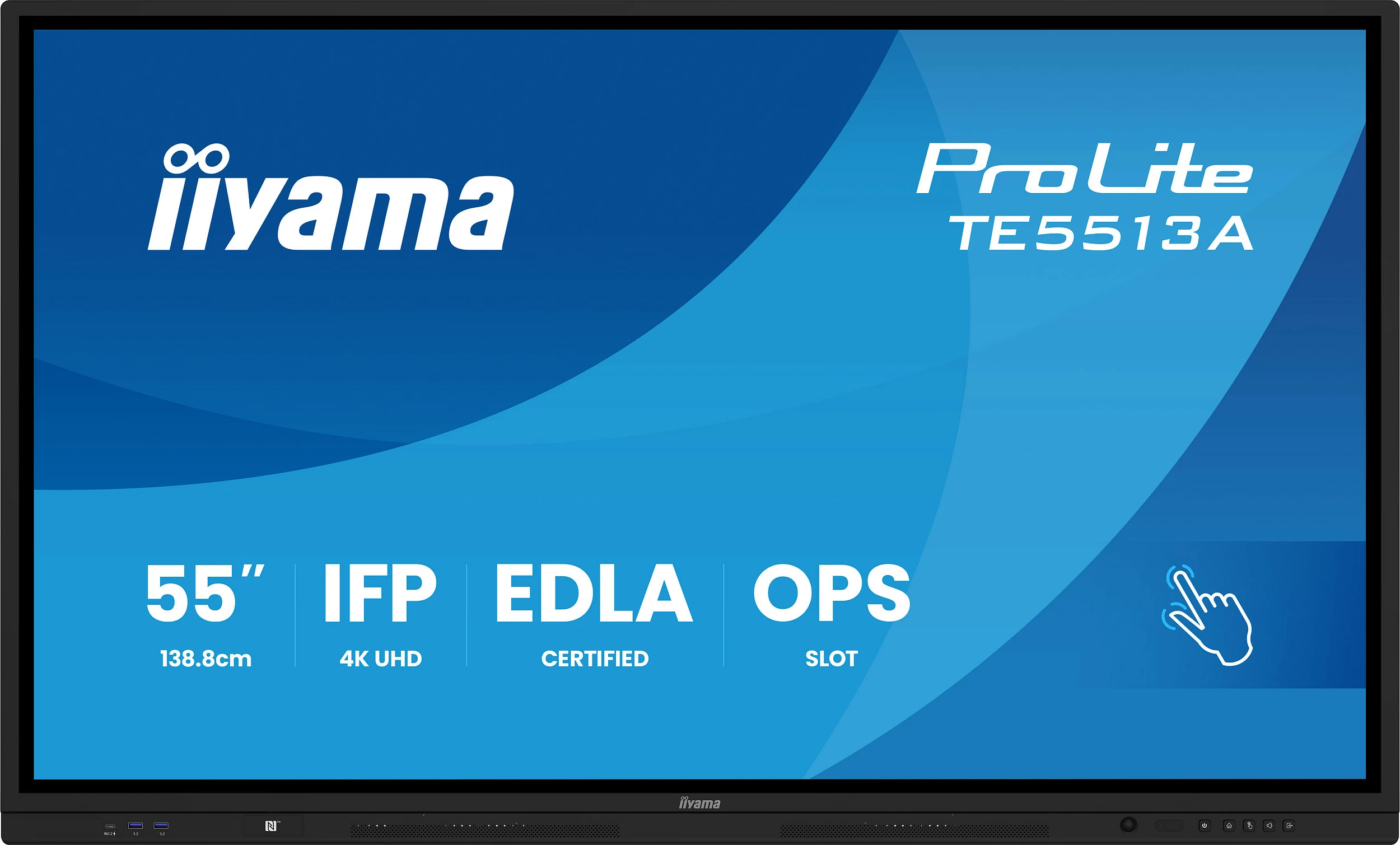 Ekran interaktiv iiyama ProLite TE5513A-B2AG, 55", 4K UHD, anti-glare, i zi